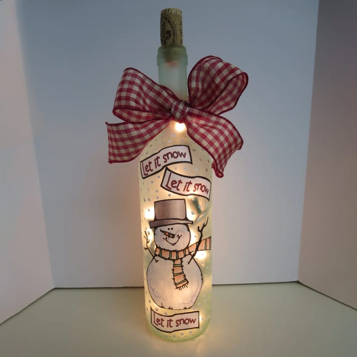Christmas Snowman Bottle Light at Etsy