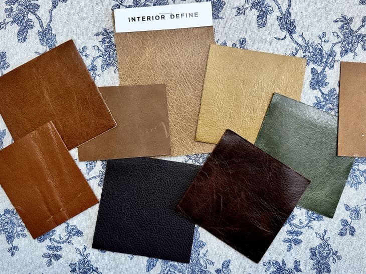 leather samples for napkin ring DIY
