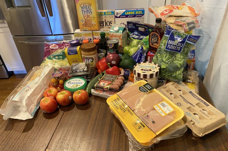 Kroger grocery haul on table