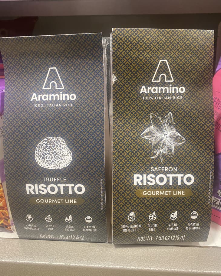 Aramino Truffle Risotto and Saffron Risotto on shelf at Marshalls