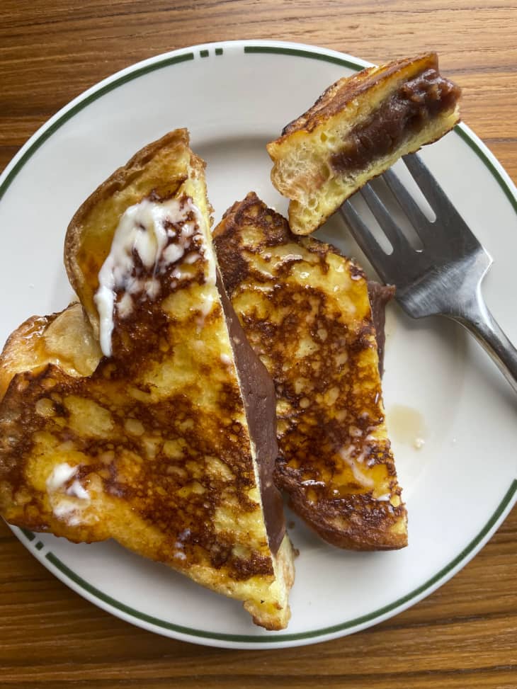 Red Bean French Toast on  a plate.