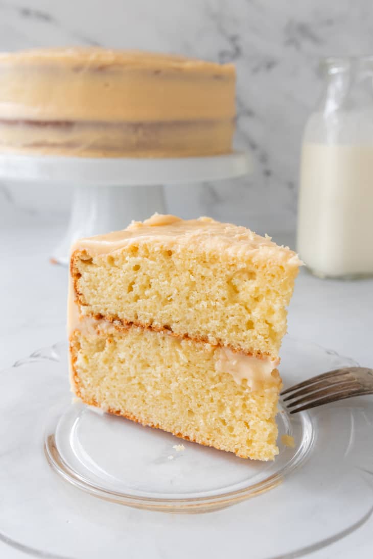 Slice of sour cream cake.