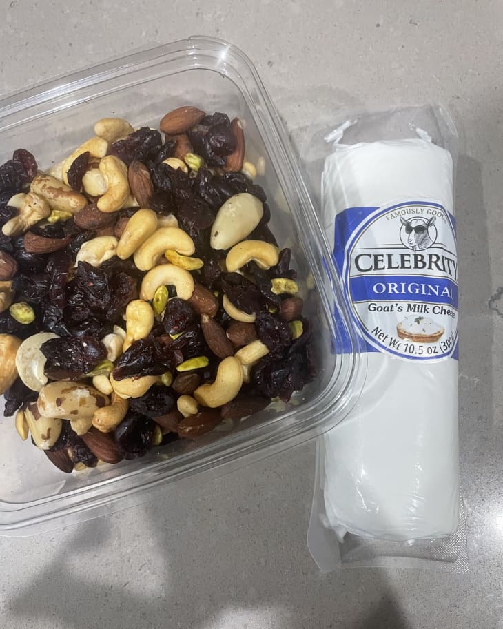 goat cheese next to trail mix