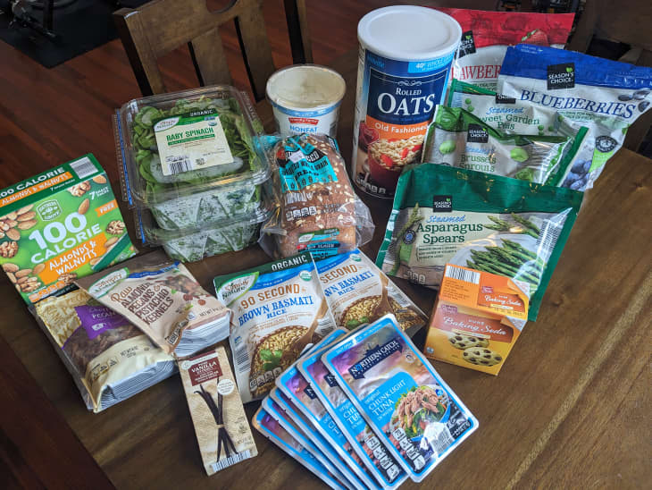 groceries from Aldi store on table