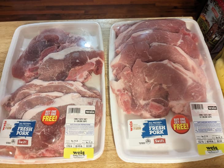 packages of fresh pork from Weis store