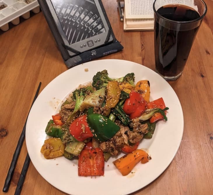 stir fry with mixed vegetables and sesame seeds