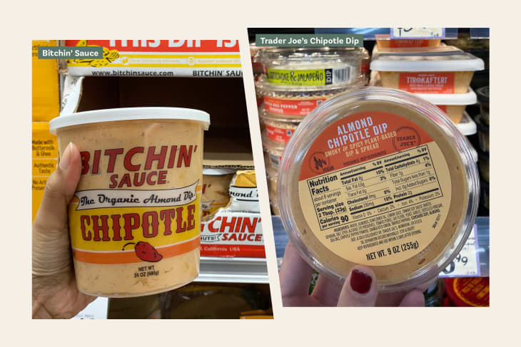 Left: Bitchin’ Sauce; Right: Trader Joe’s Chipotle Dip