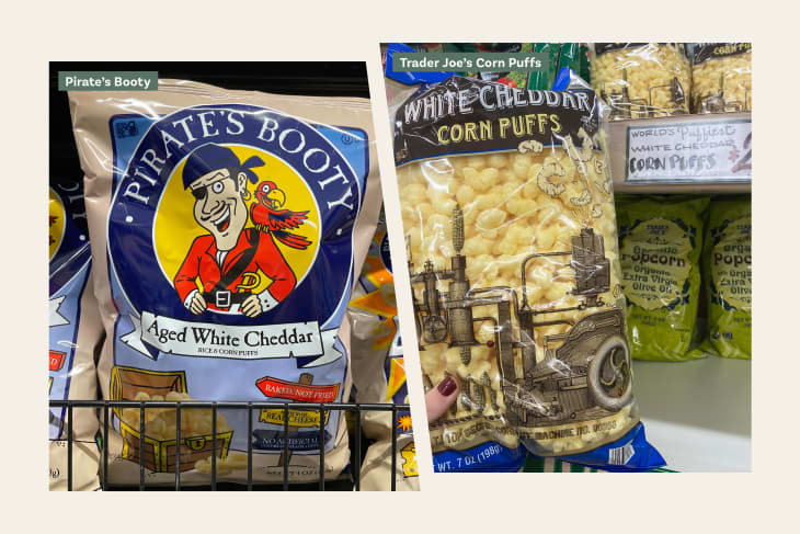 Left: Pirate’s Booty; Right: Trader Joe’s Corn Puffs
