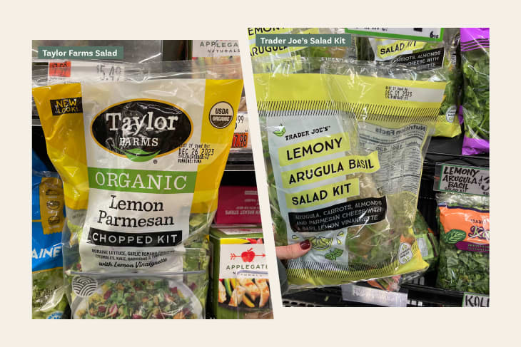 Left: Taylor Farms Salad; Right: Trader Joe’s Salad Kit
