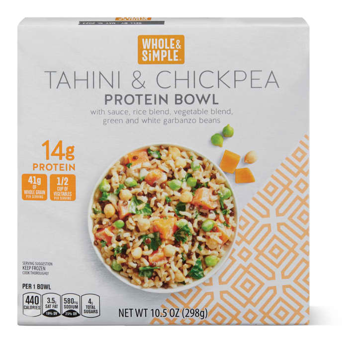 Tahini and chickpea protein bowl.