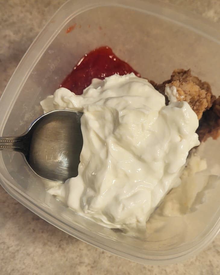 Baked Oatmeal with Greek Yogurt and Strawberry Preserves