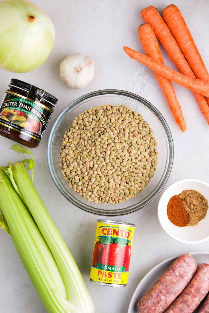 ingredients for lentil soup