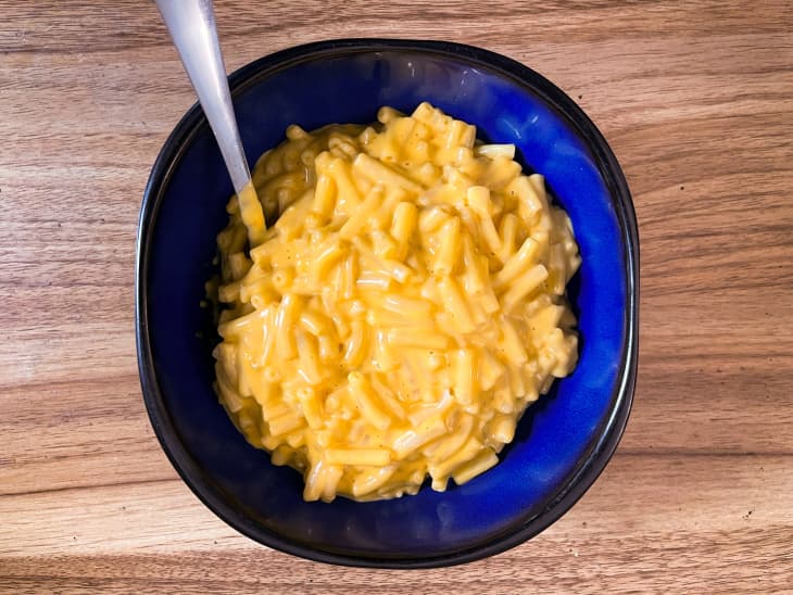 Mac and cheese in a bowl.