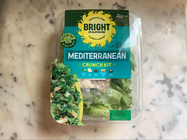 Bright Farms Mediterranean Crunch Kit on marble counter