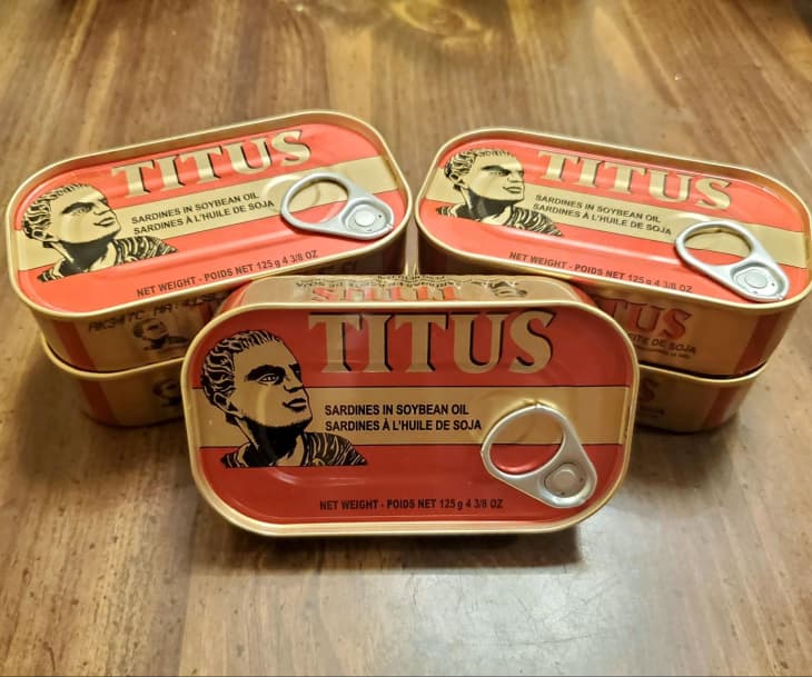 Titus canned sardines in soybean oil.
