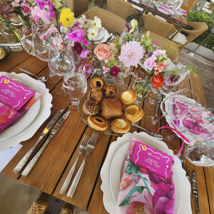 Decorated table with pastries.