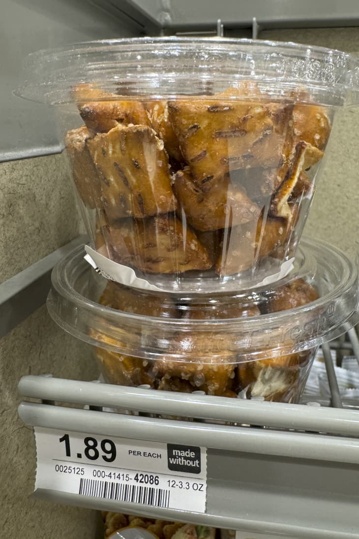 Pretzels on shelf for sale.