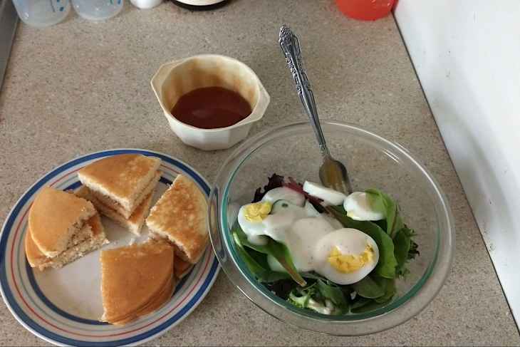 Pancake and salad.