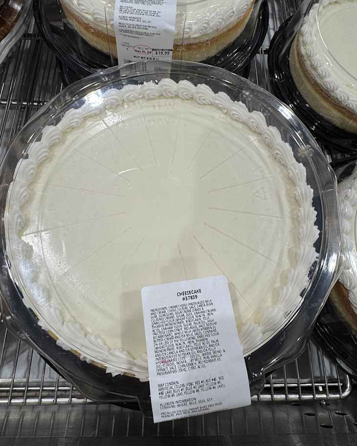 Costco Bakery 12" Plain Cheesecake at Costco store