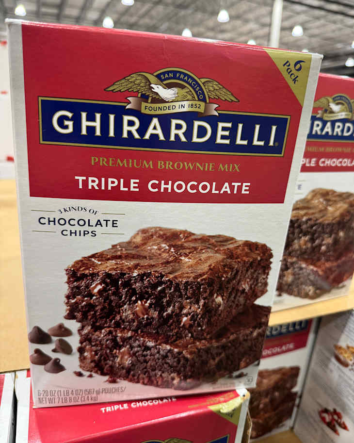 Ghirardelli, Triple Chocolate Premium Brownie Mix at Costco store