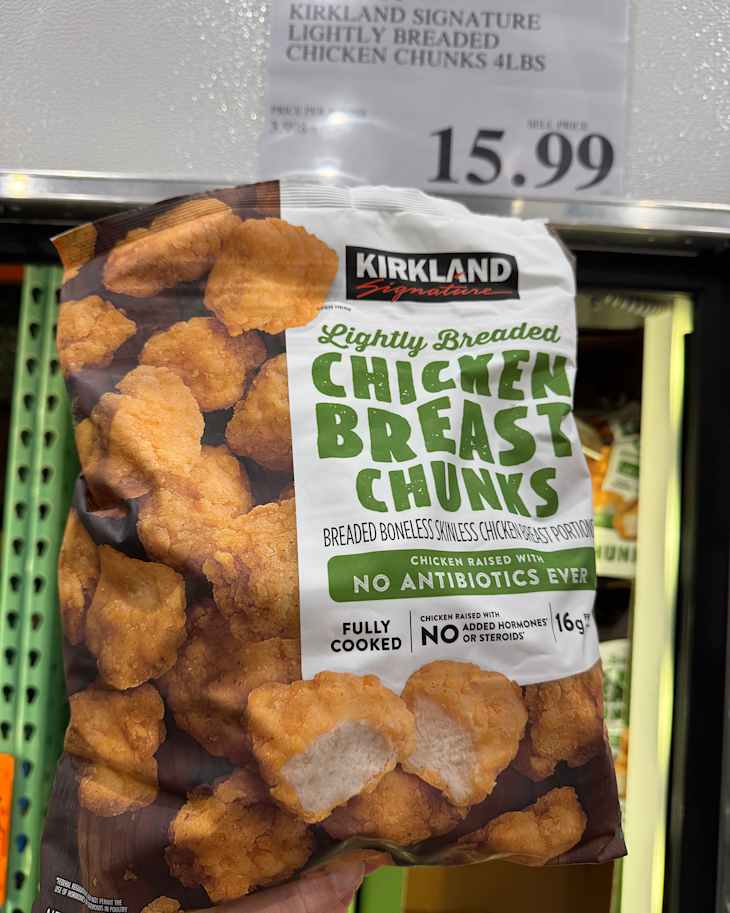 Kirkland Signature Lightly Breaded Chicken Breast Chunks at Costco store