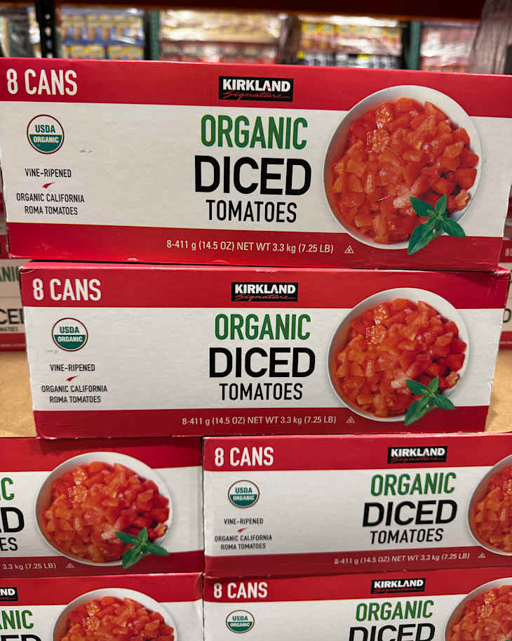 Kirkland Signature, Organic Diced Tomatoes at Costco store