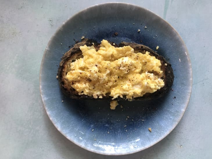 burrata and eggs on toast