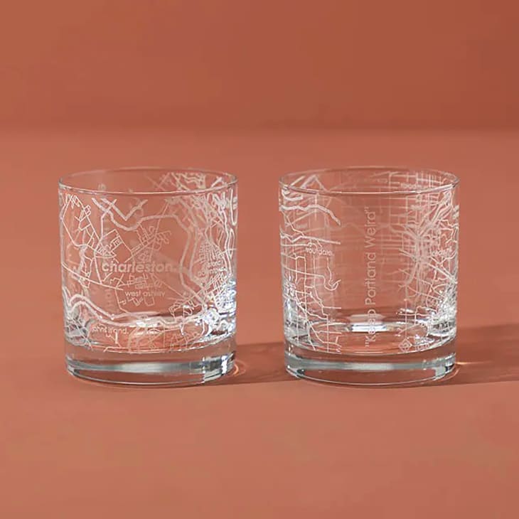 Personalized Hometown Map Glass Set at Uncommon Goods
