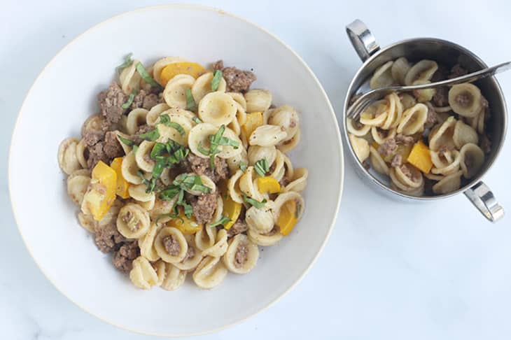 pasta with beef and squash