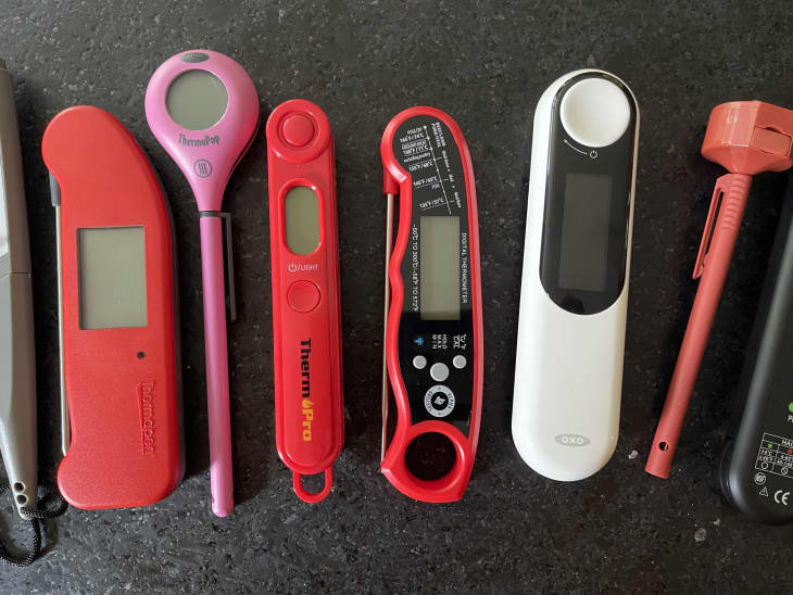 Line up of instant-read thermometers