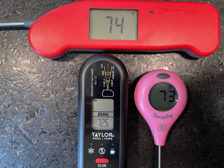 Instant-read thermometers with small and large displays.