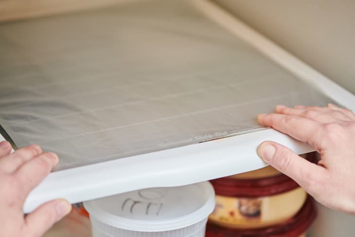 Fridge Shelf Liner Hack Plastic Wrap Kitchn