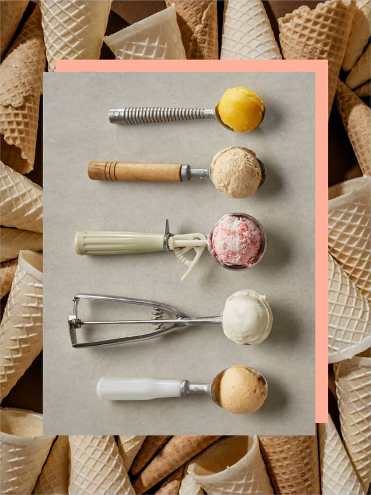 graphic of ice cream scoops over cones