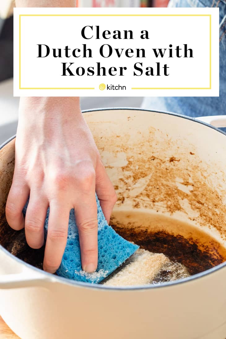 clean a dutch oven with kosher salt custom pin
