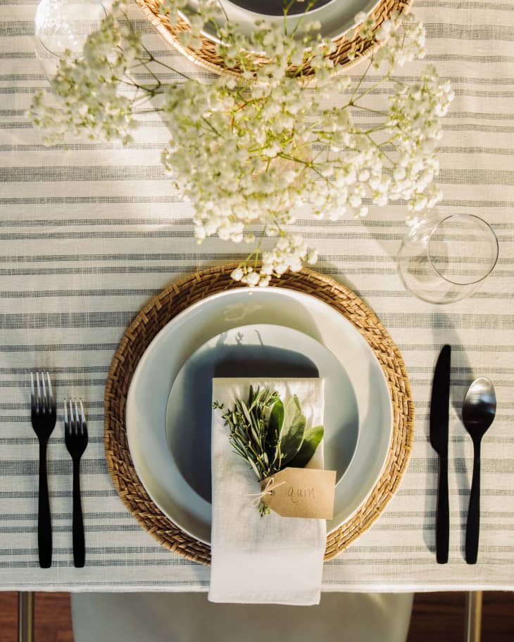 Place setting with herbs