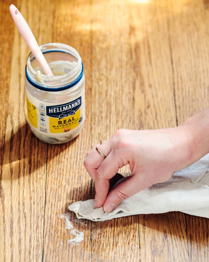 Mayonnaise used to clean wood