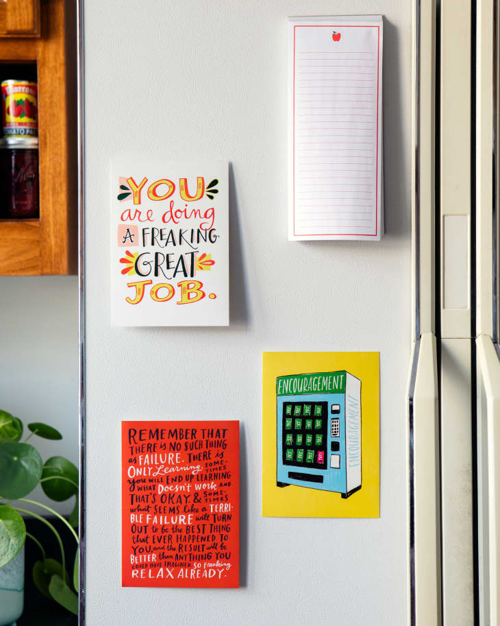 fridge with greeting cards
