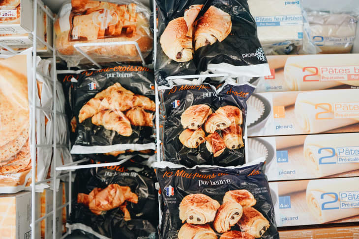 Croissant packages in freezer.