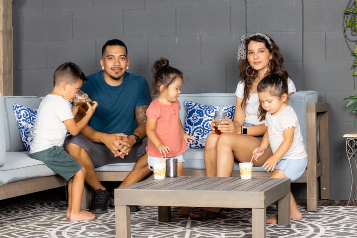 Perla Farias and family in backyard