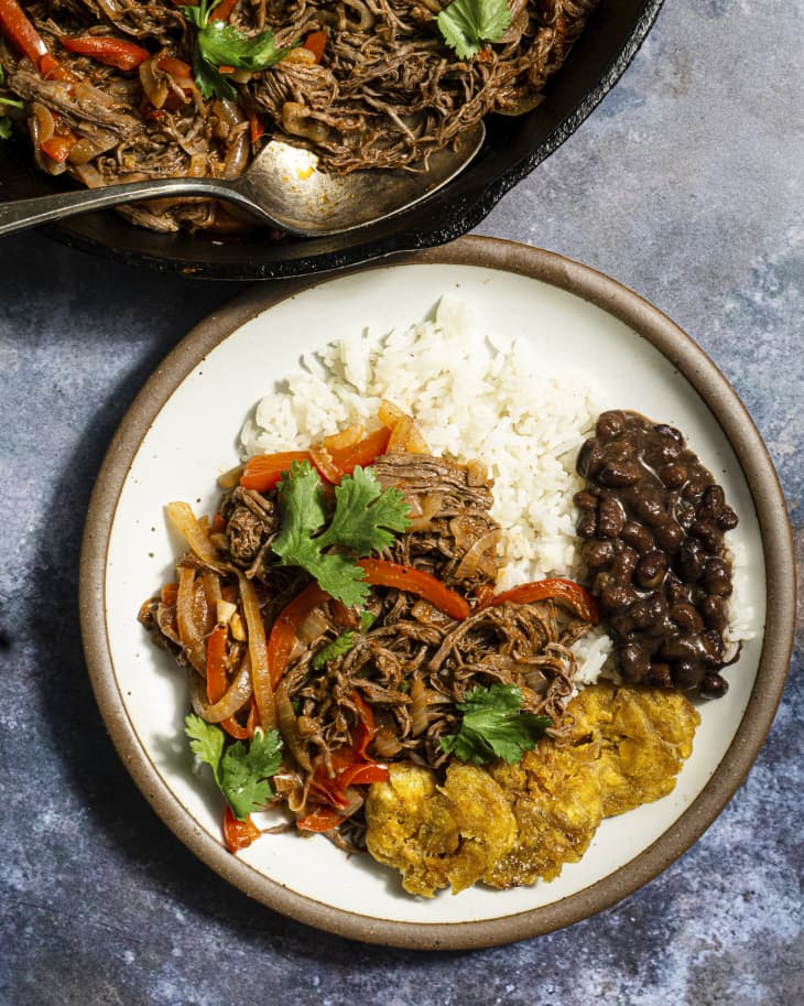 Ropa Vieja (Shredded beef and vegetables that resemble a heap of colorful rags, one of the national dishes of Cuba, but originated in Spain and is popular in other parts of Latin America)