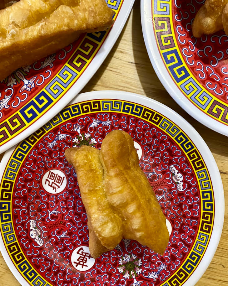 Youtiao is a long golden-brown deep-fried strip of dough commonly eaten in China and in other East and Southeast Asian cuisines; a type of Chinese doughnut.