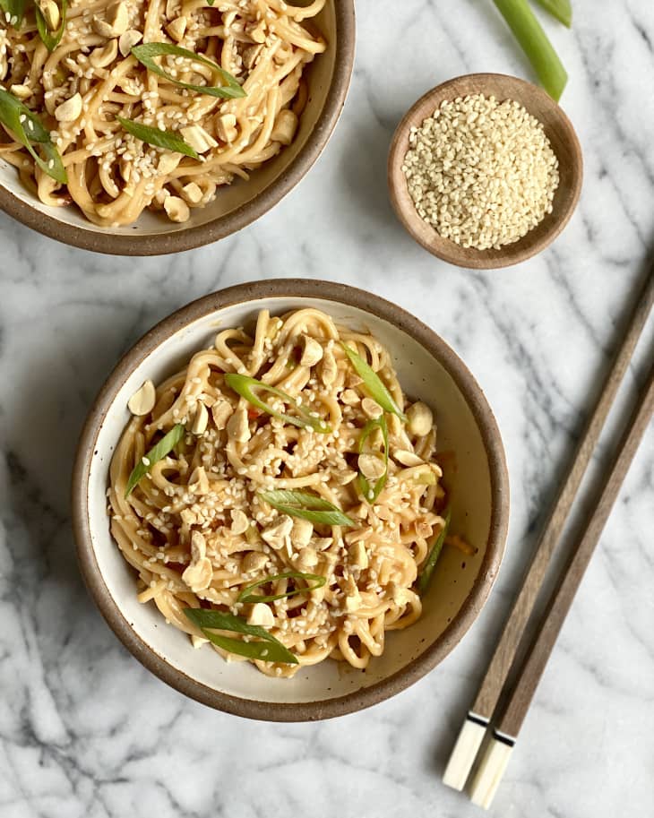 sesame noodles in a bowl