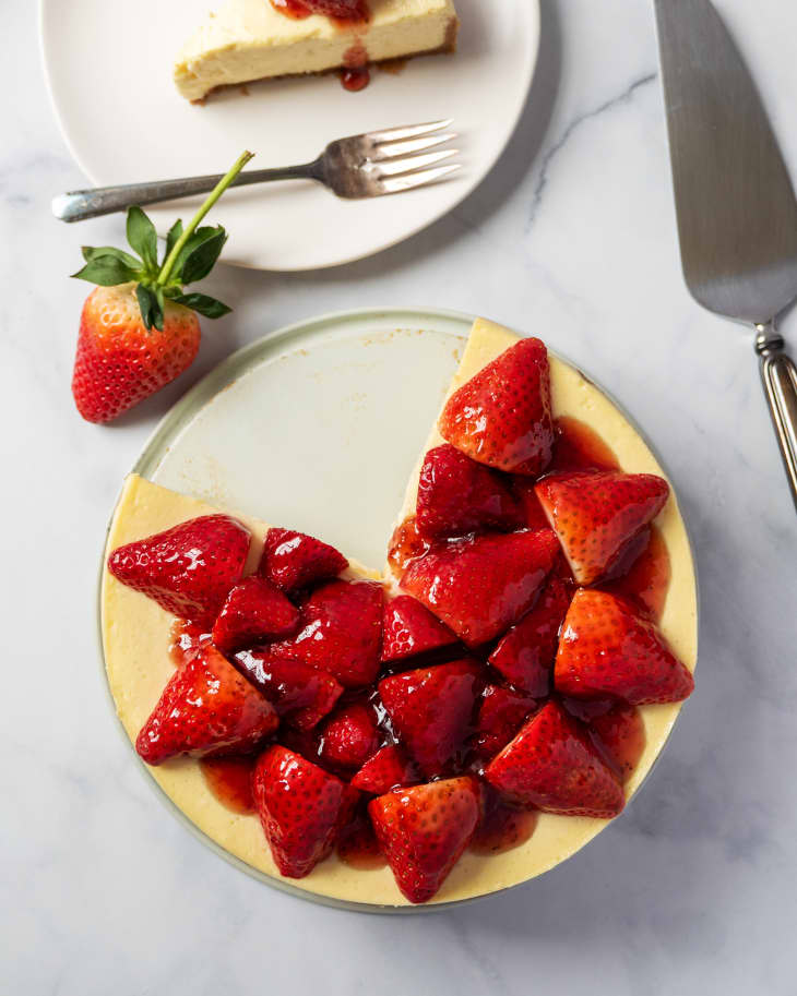 cheesecake with strawberries on top