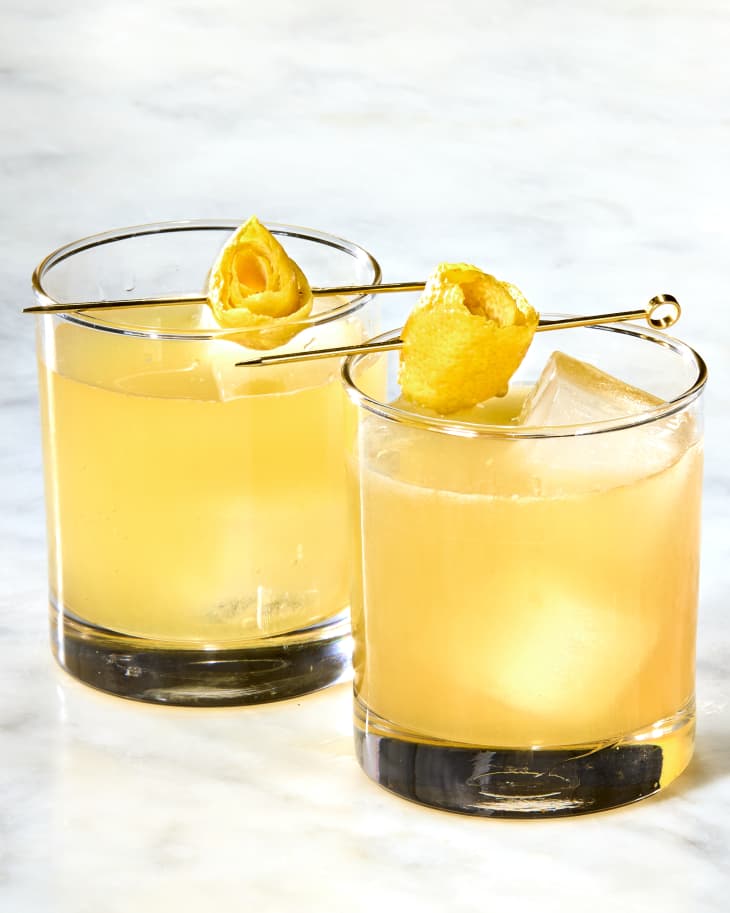 Two penicillin cocktails on a marble background.