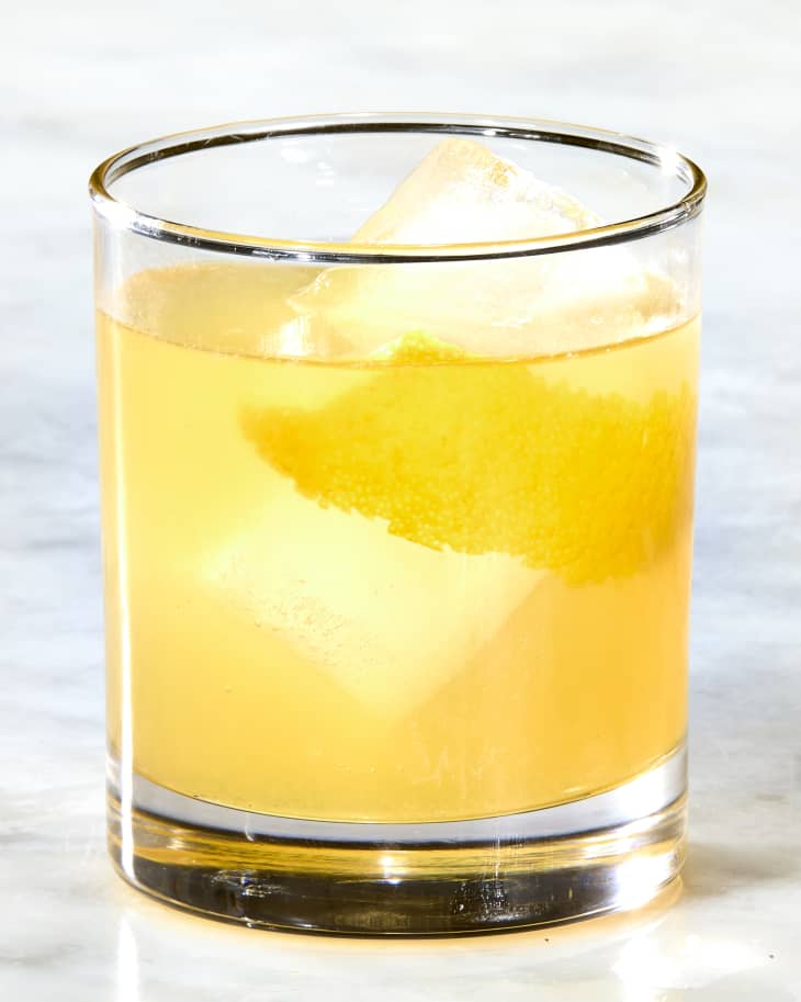 A single penicillin cocktail on a marble background.
