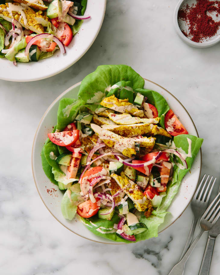 Greek Chicken Chopped Salad with Lemon Tahini Vinaigrette. - Half