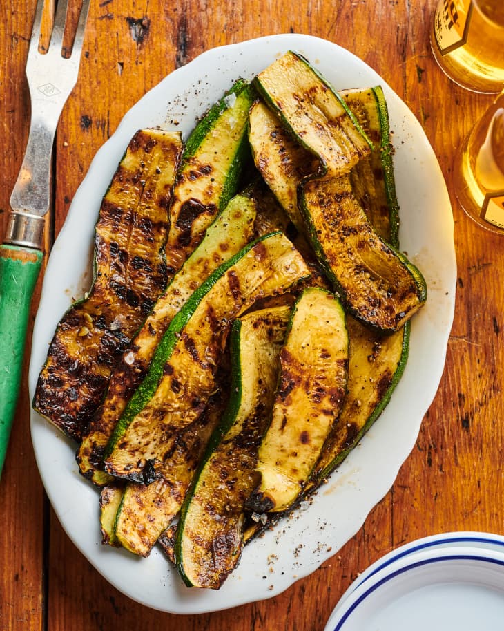 grilled zucchini on a platter