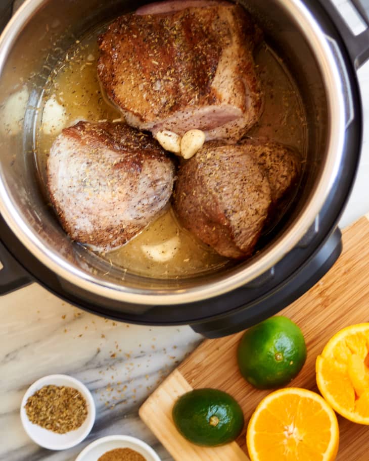 Pork shoulder in instant pot with braising liquid