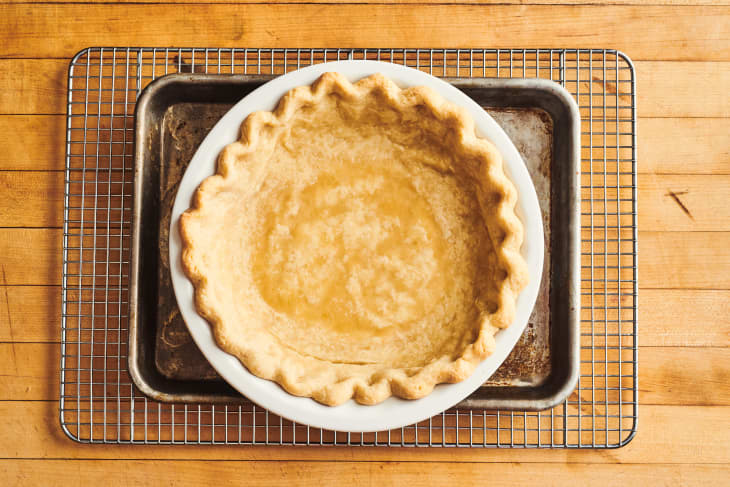 pie crust sits on a cooling rack