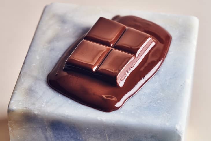 chocolate melting on a cube